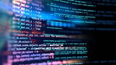 Close-up of colorful programming code on a computer screen.